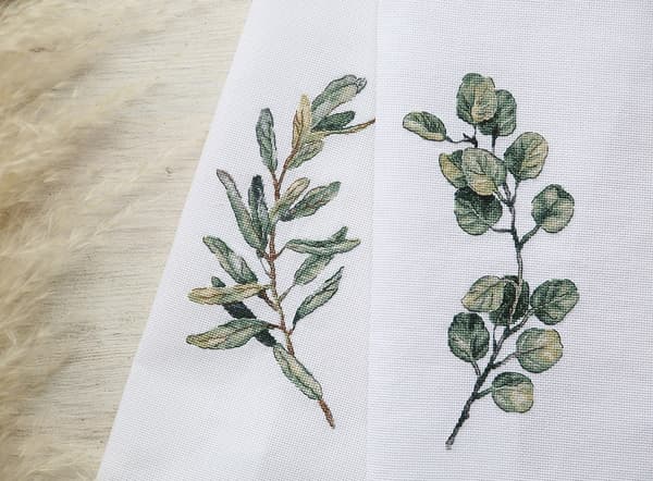 Broderisett Panna «Eukalyptusgrein» 30x21 cm