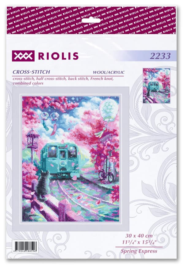 Broderikit med korssting - Riolis "Vores ekspres" 30x40 cm