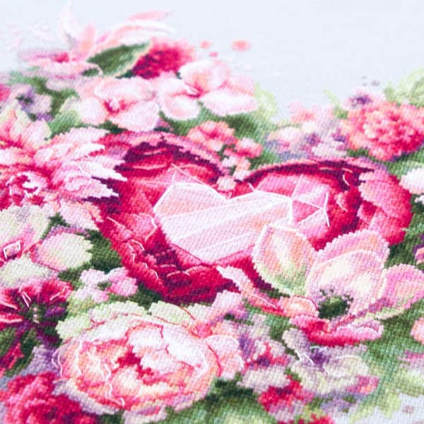 Broderikit Magic Needle "Blomstrende hjerte" 27x28 cm