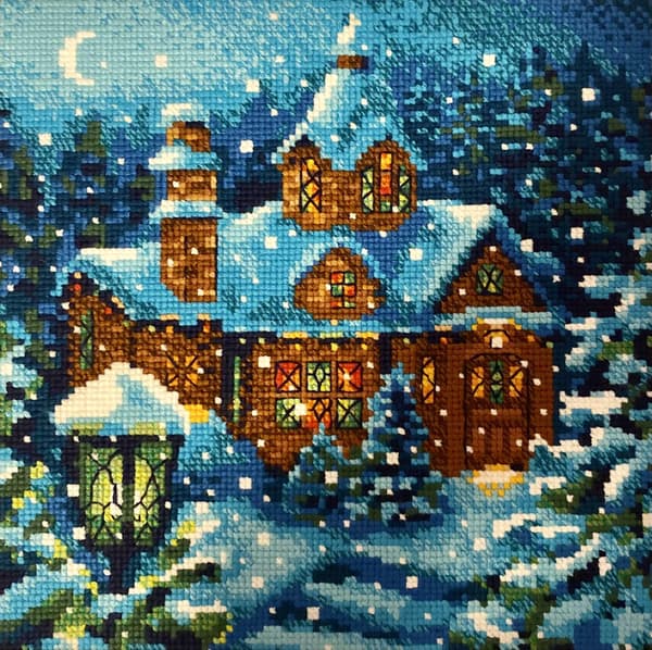 Broderikit Riolis "Snefald i skoven" 20x20 cm
