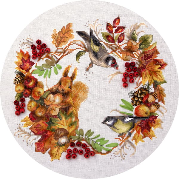 Broderikit Panna "Höstkrans" 24.5 x 26.5 cm