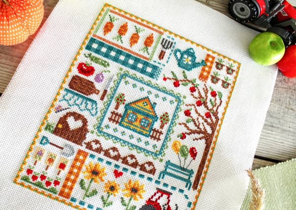 Broderikit MP Studia "Sampler. På Favoritdachan" 16x20cm/16x20cm