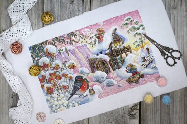 Broderikit MP Studia "Vintervejrmølle" 34x21 cm