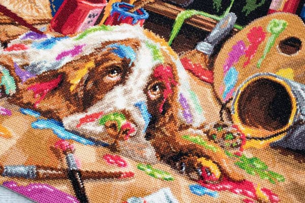 Broderikit Luca-S B2415 - "Valp Picasso" 40x29 cm