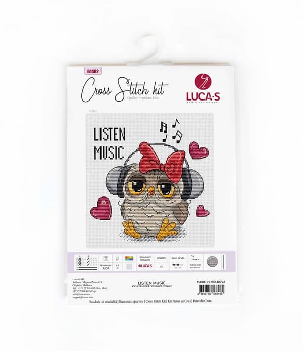 Broderikit Luca-S B1402 - "Lyt til musik" 15.5x16 cm