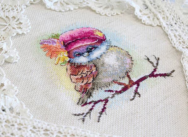 Broderisett MP Studia "Stilfull spurv" 13x15 cm