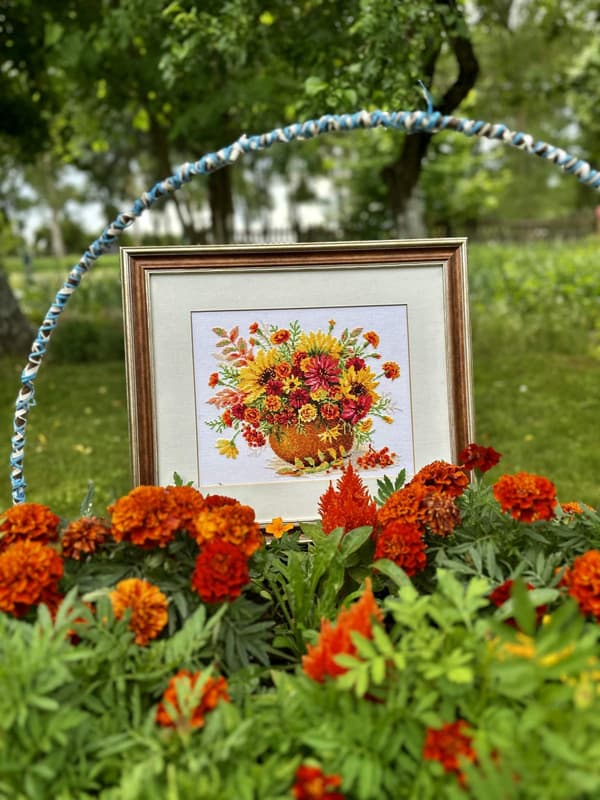 Broderisett Riolis "Høstblomster" 30x24 cm