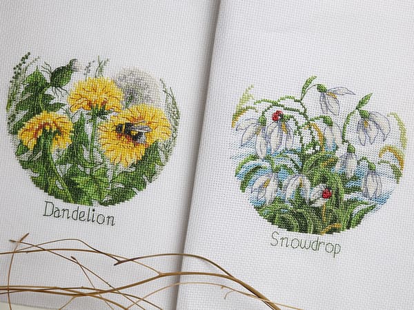 Broderikit Klart "Blomsterkomplimenter. Vintergækker" 15 x 15 cm