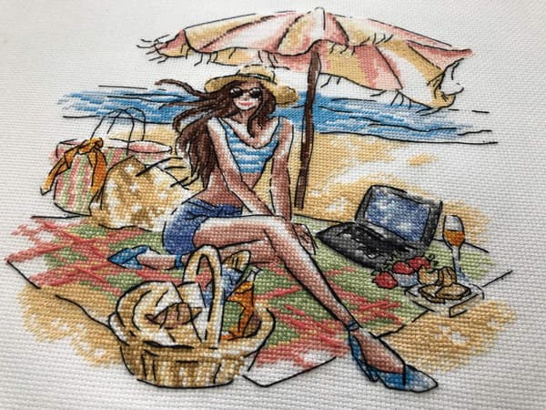 Broderikit Riolis "På stranden" 20x20 cm
