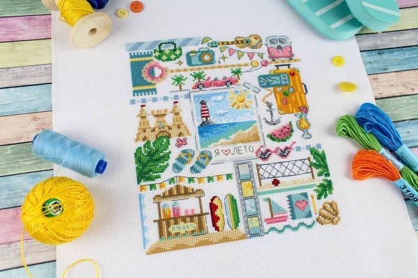 Broderisett MP Studia "Sampler. På stranden" 20x16cm