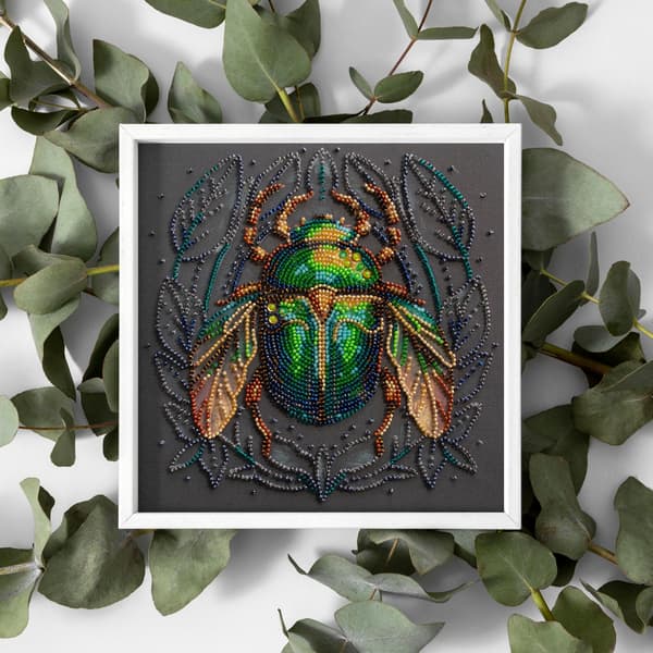 Perlebroderi Abris Art "Smaragdbille" 20x20cm