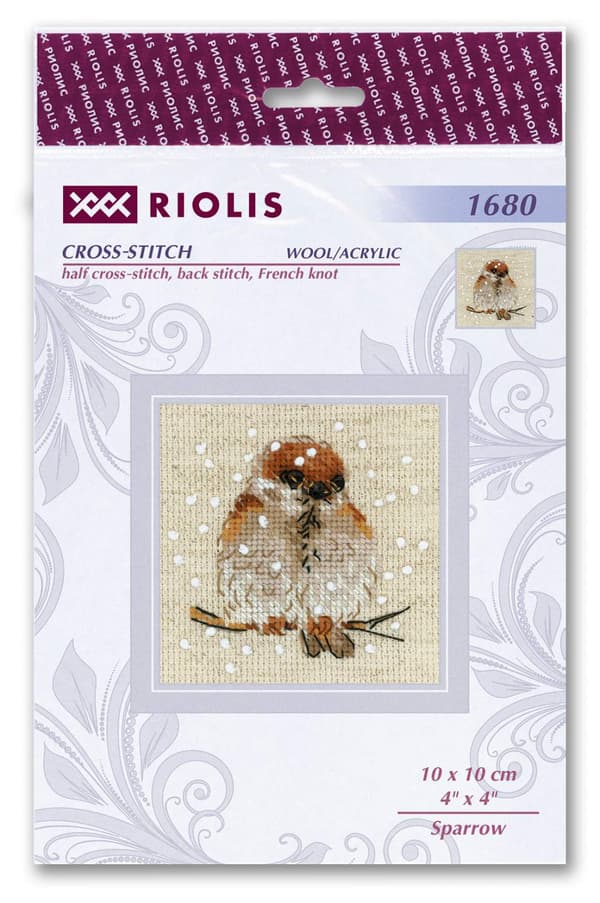Broderikit Riolis "Spurv" 10x10 cm