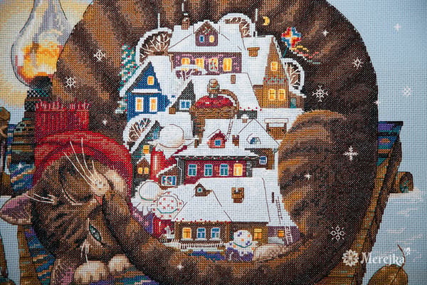 Broderikit Merejka K-107 - "Mysig vinter" 36x36 cm