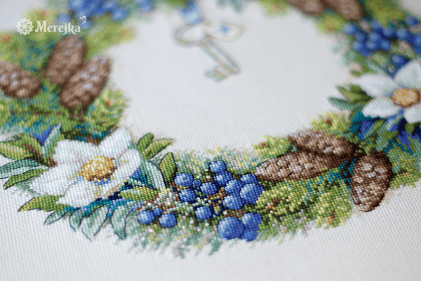 Broderikit Merejka K-104 - "Vinterkrans" 28x24,5 cm