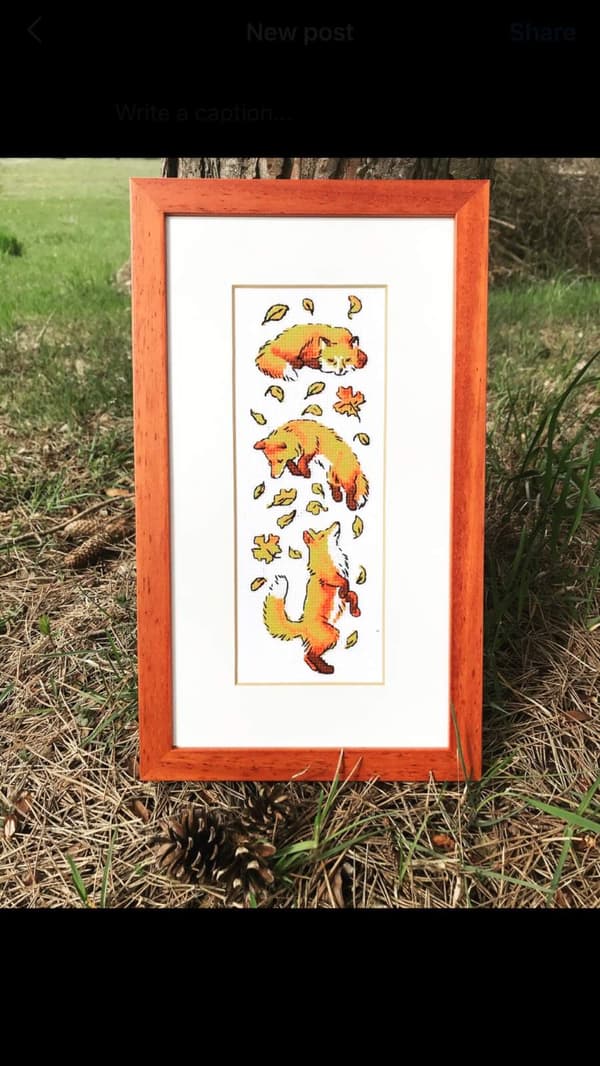 Broderisett Riolis "Rever blant løv" 8x24 cm