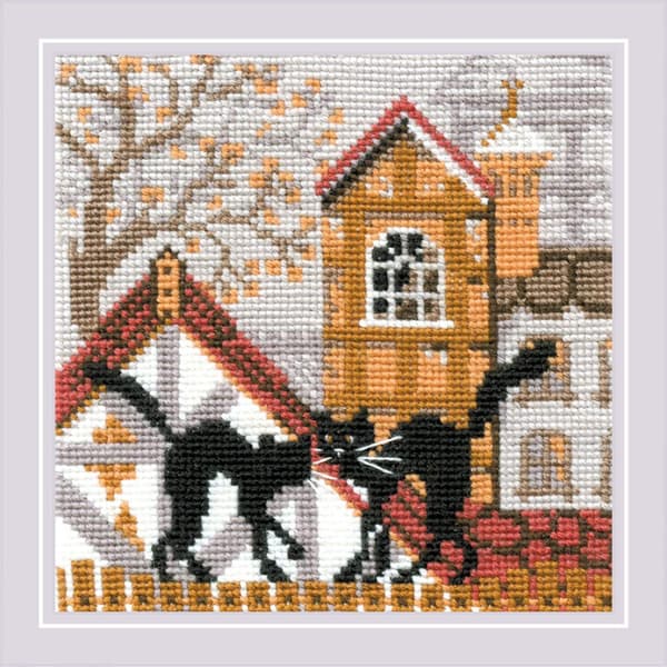 Broderisett Riolis "By og katter høst" 13x13 cm