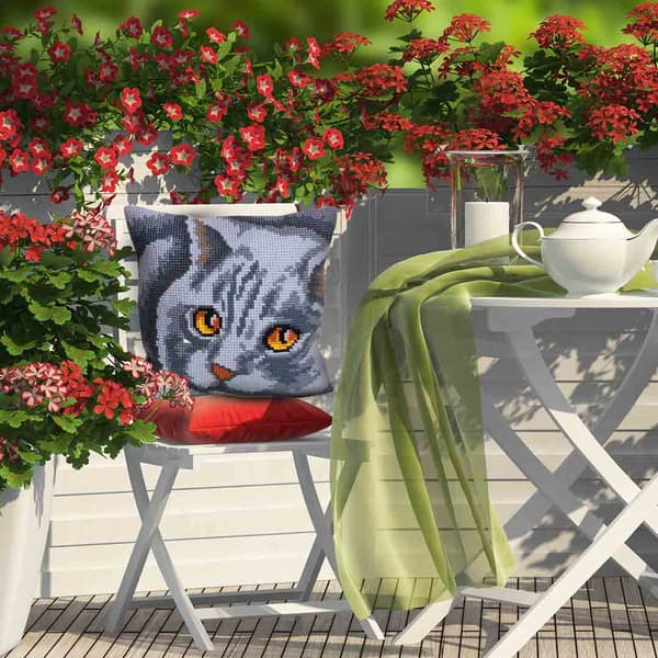 Broderikit Pude Collection D`Art 5083 - "Persisk - kat" 40x40 cm