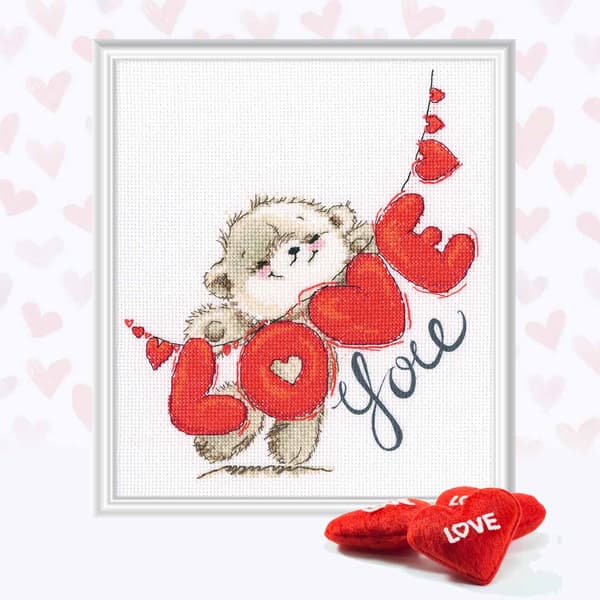 Broderikit RTO "Jeg elsker dig" 24x27 cm