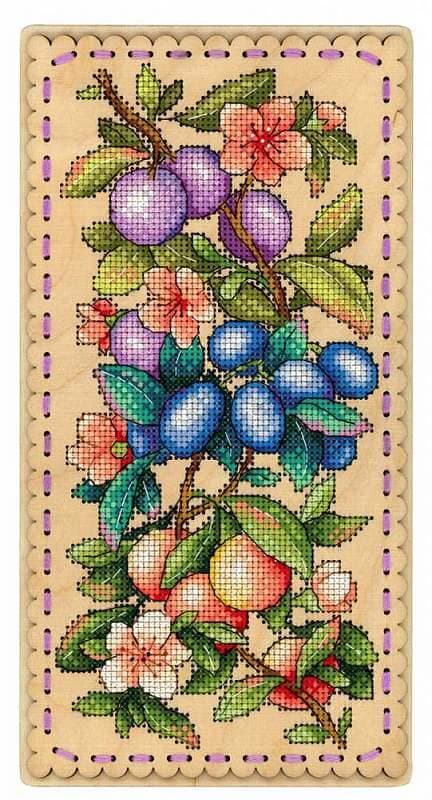 Träbroderi MP Studia "Plommonfat" 15x28 cm