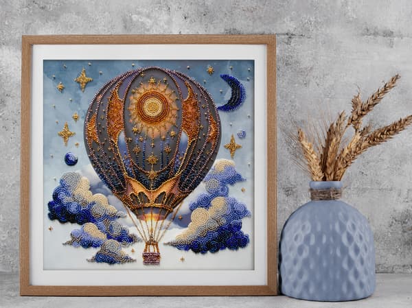 Perlebroderi Abris Art "Luftäventyr" 28x28cm