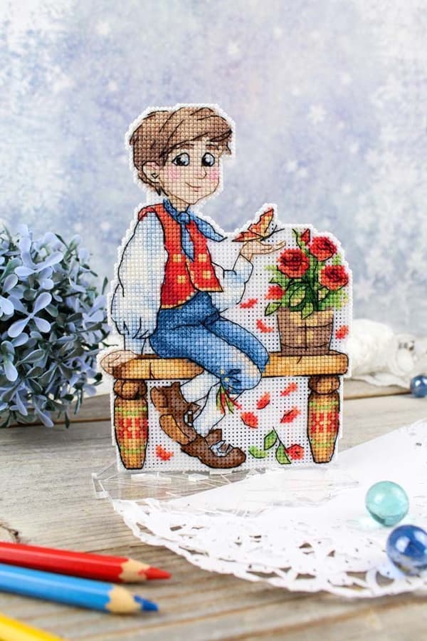 Broderisett Plastic Canvas MP Studia "Gutt med kaldt hjerte" 16x12cm
