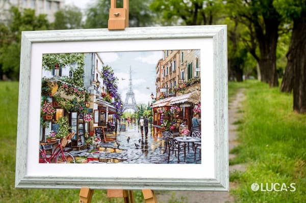 Broderikit Luca-S B2365 - "Paris i blomster" 47x34 cm