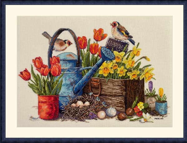 Broderikit Merejka K-251 - "Vårträdgård" 27x40 cm