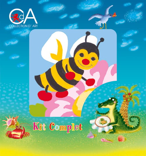 Påtrykt broderikit Collection D`Art "Honningbi" 10x10 cm