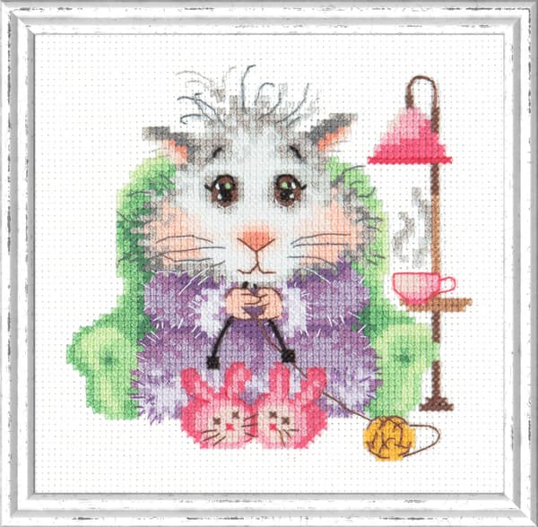 Broderikit Magic Needle "Jeg strikker på bestilling" 12x12 cm