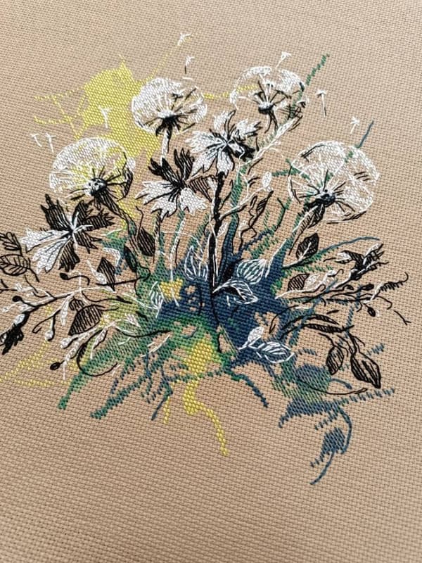 Broderisett Oven "Løvetenner" 21x21 cm