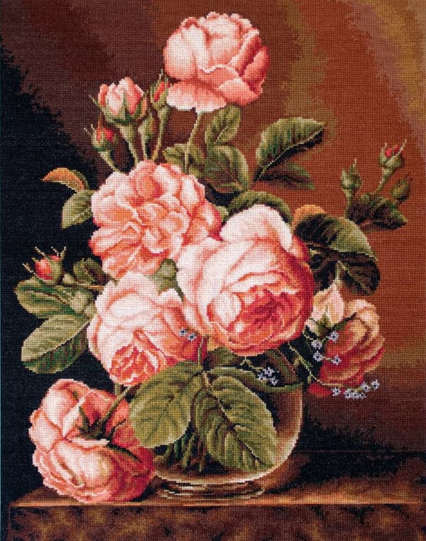 Broderikit Luca-S B488 - "Vase med roser" 34x43 cm