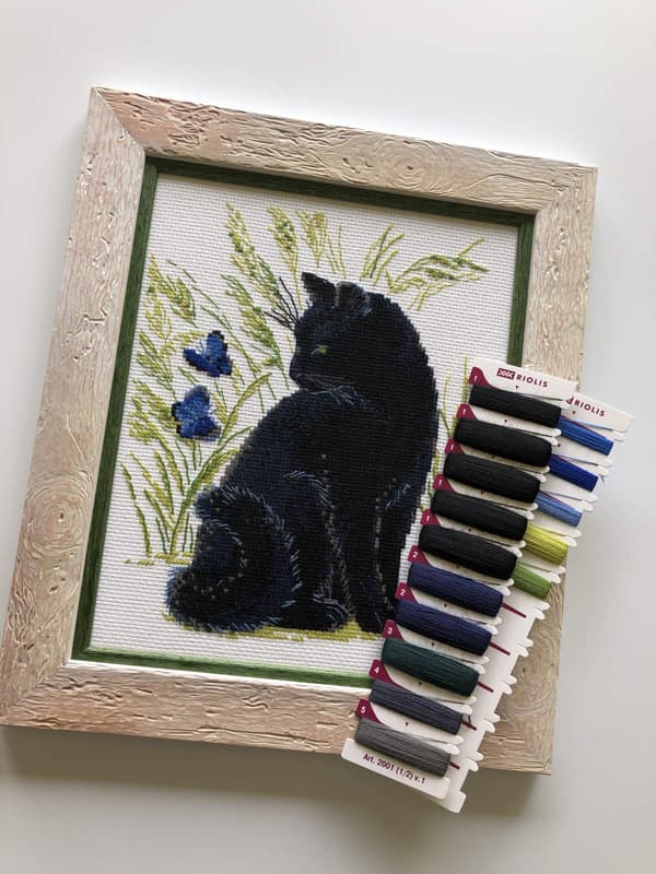 Broderikit Riolis "Sort kat" 24x30 cm