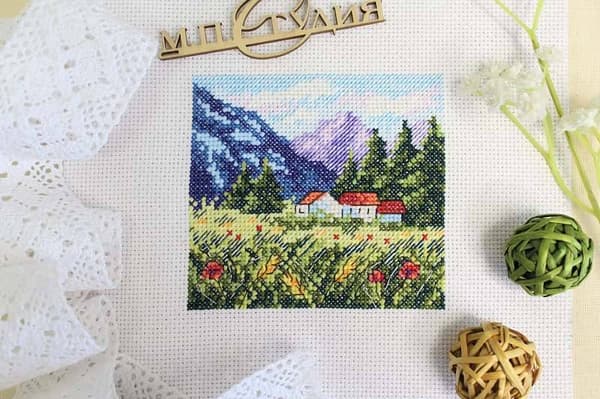 Broderikit MP Studia "Bjerglandskab" 11x10 cm