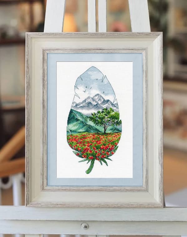 Broderikit Oven "Bjerglandskab" 15x29 cm