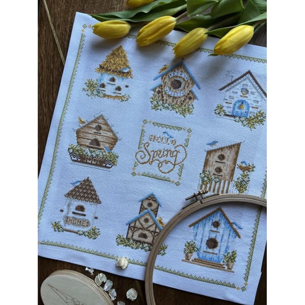 Broderikit Andriana "Fuglekasser" 32x35 cm