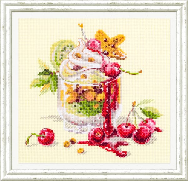 Broderisett Magic Needle "Kirsjessert" 17x17 cm