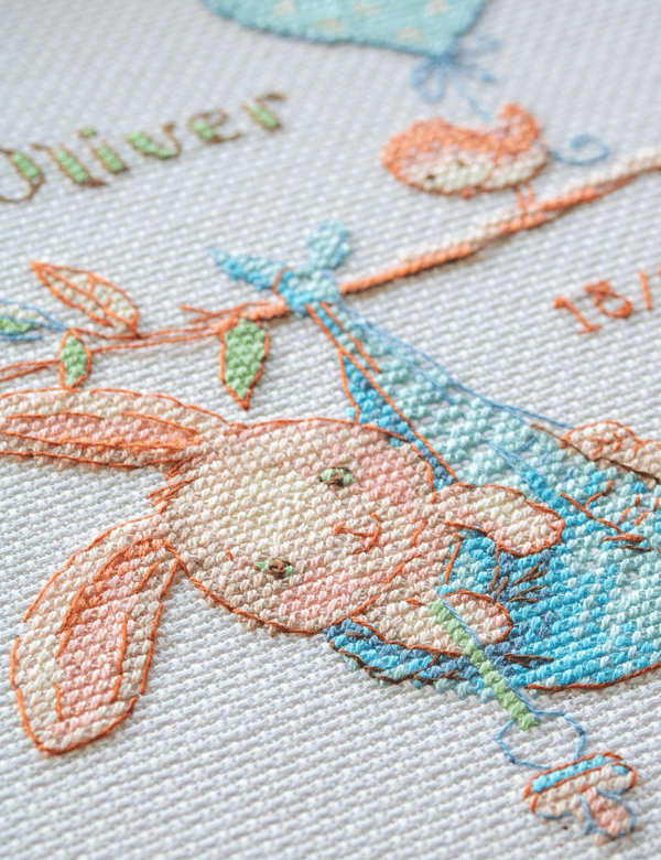 Broderikit Aine "Prøve til drengefødsel" 20x20 cm