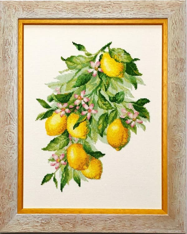 Broderikit Riolis "Lyse citroner" 30x40 cm