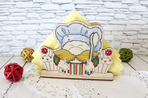Träbroderi MP Studia "Servett "Tomte"" 13x10 cm