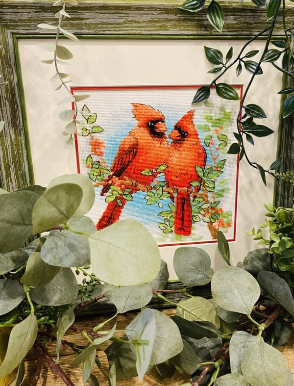 Broderisett Riolis "Rød kardinal" 20x20 cm