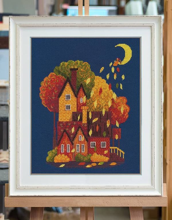 Broderisett Oven "Magisk løvfall" 20x27 cm