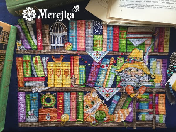 Broderikit Merejka K-34 - "Boghylde" 33x25 cm