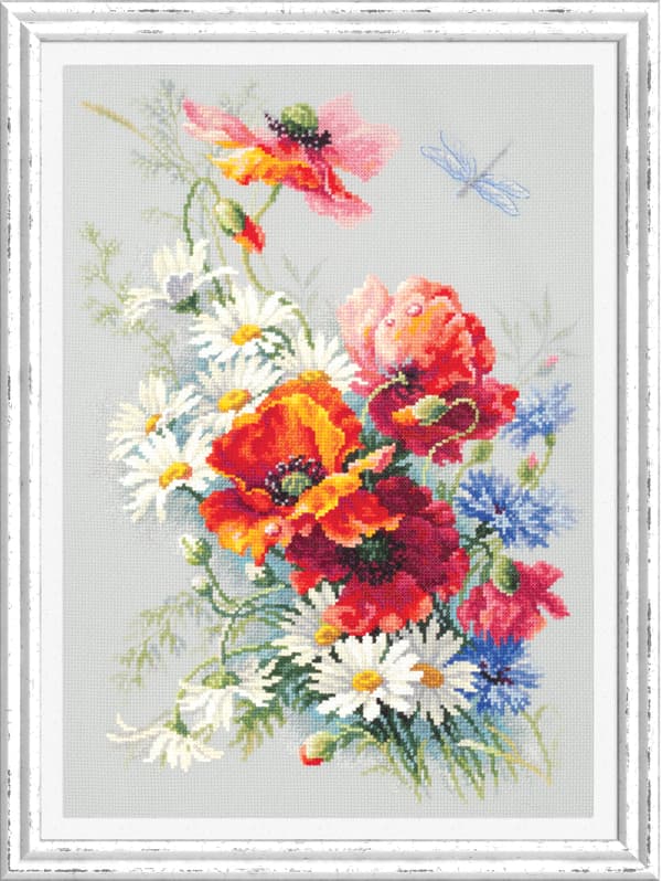 Broderikit Magic Needle "Valmue og præstekrave" 28x39 cm