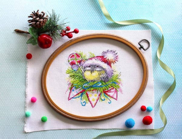Broderikit MP Studia "Vinterfågel" 15x14 cm