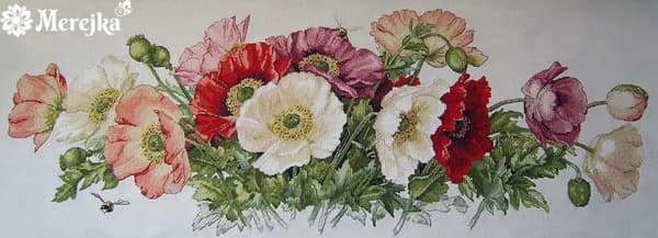 Broderisett Merejka K-33A - "Valmue" 80x30 cm