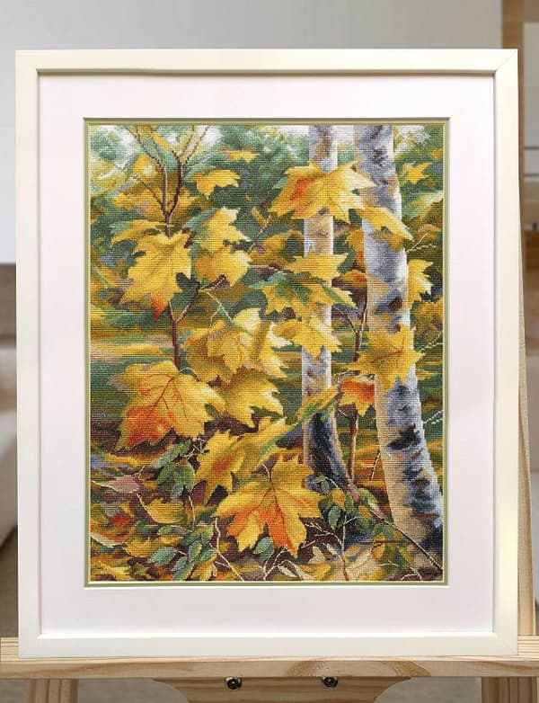 Broderikit Oven "Gyldne lønneblade" 30x40 cm