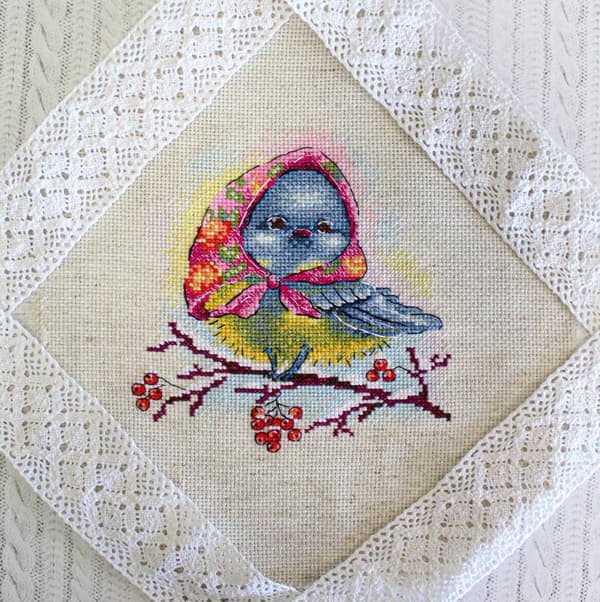 Broderikit MP Studia "Elegant musvit" 15x16 cm
