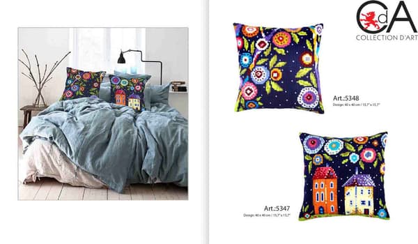 Broderikit Pude Collection D`Art 5347 - "Blomstrende gade" 40x40 cm