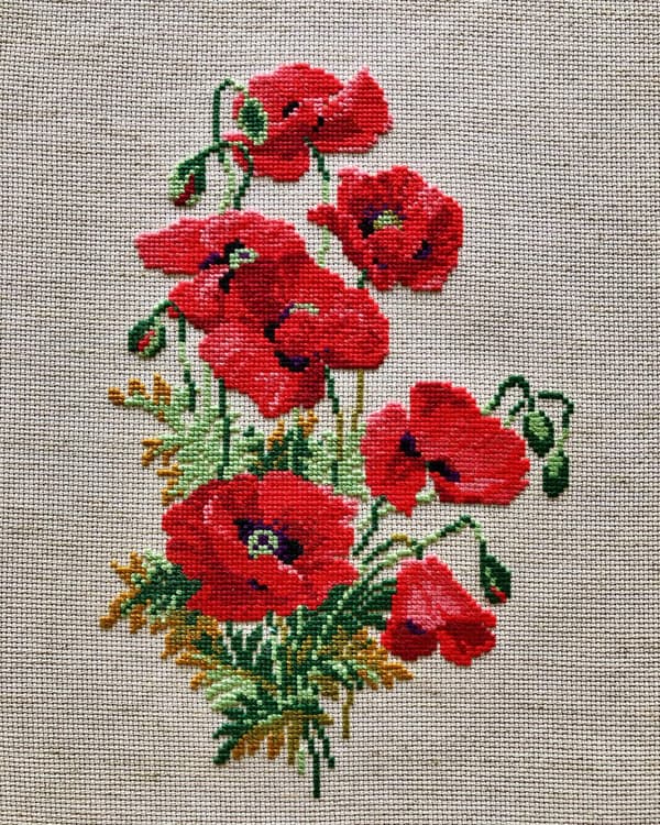 Broderikit Riolis "Vild valmue" 21x30 cm
