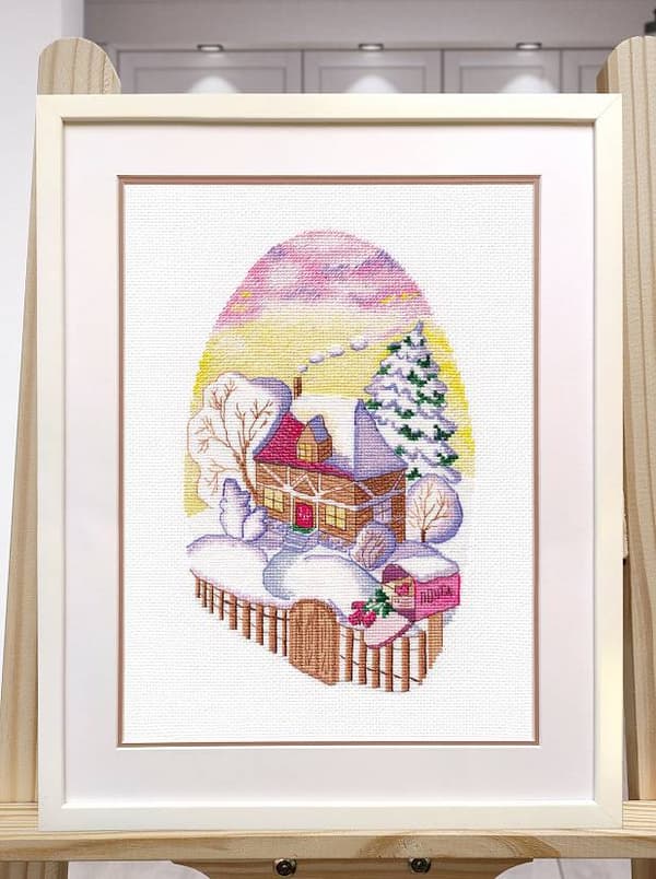 Broderikit Oven "Vinterstemning" 14x24 cm